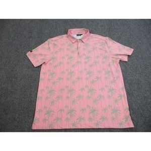 Sunday Swagger Polo Shirt Mens XL Pink Palm Tree Golf‎ Performance Stretch
